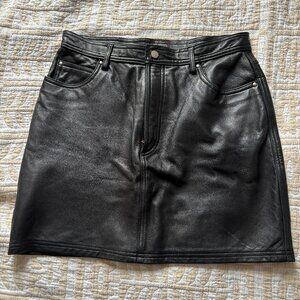 Vintage Gap Genuine Leather Mini Skirt, Black, Size 12 (Fits like 8)
